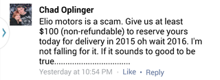 Illustration for article titled Elio Motors Pushed Its Release Date Back A Year And People Are Pissed